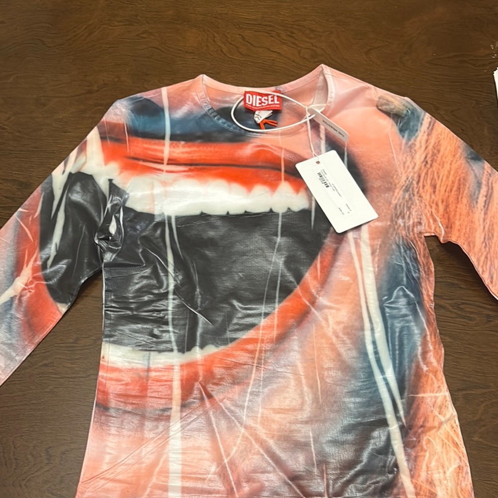 Diesel  Graphic Long Sleeve Shirt - Red and Black